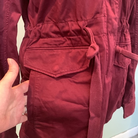 LOFT Maroon Utility Cotton Lightweight Jacket Women’s XS Extra Small - Picture 2 of 8
